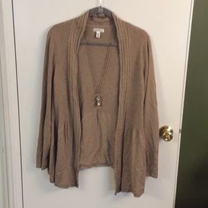 Light Brown Knit Open-front Sweater
